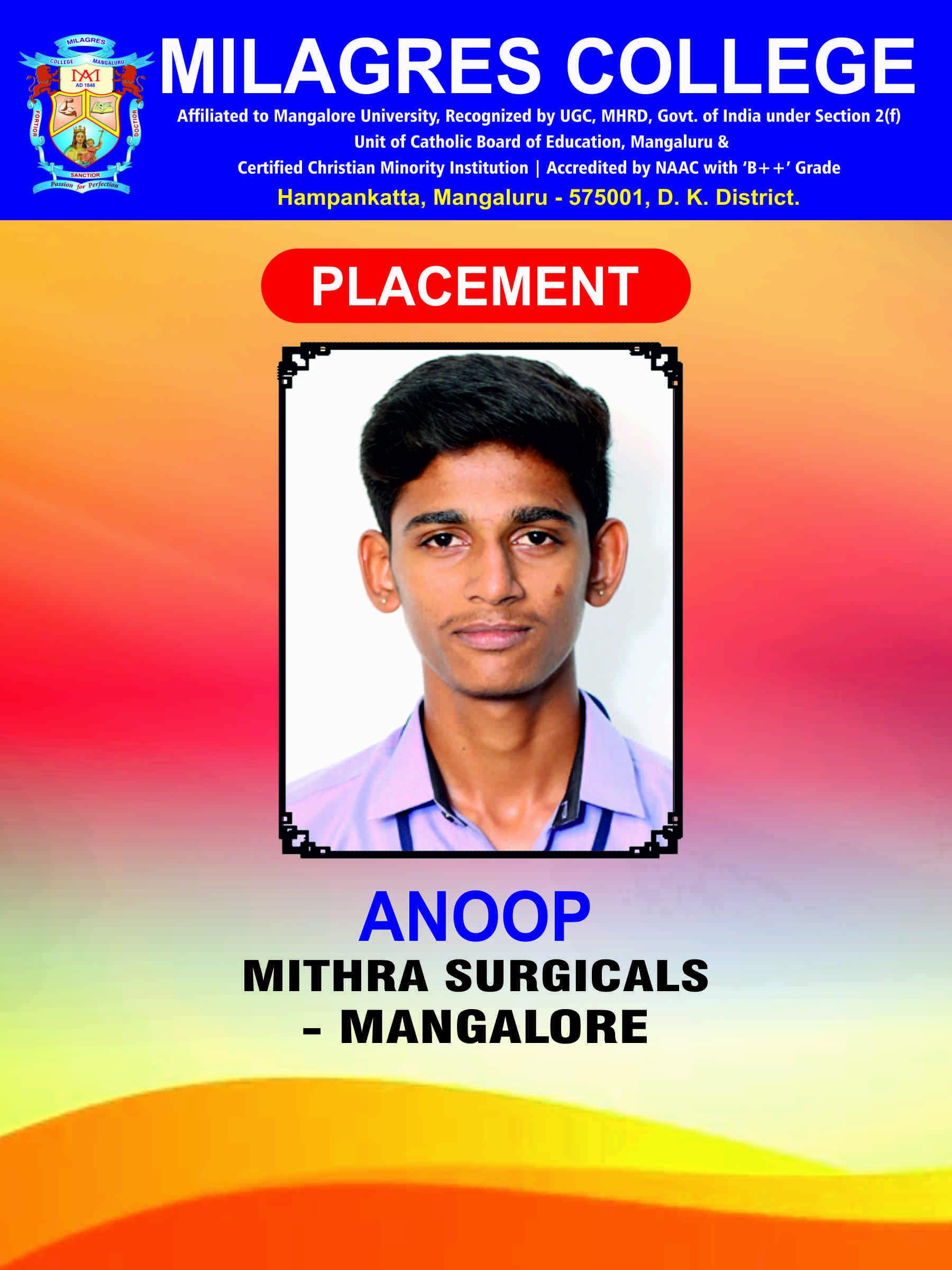 Successfully placed student